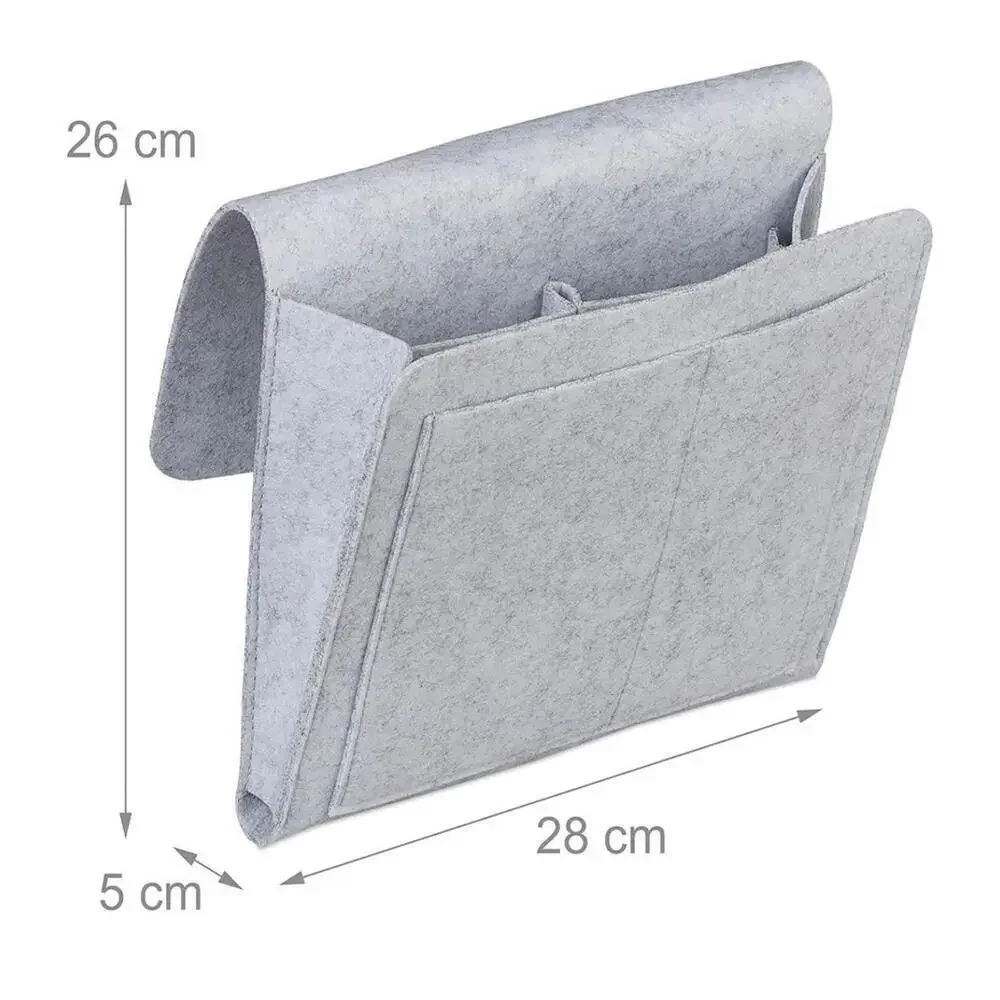 NEW Bedside Storage Pocket Bag Light Gray Felt Multi Pocket Organizer Ipad Caddy